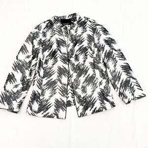Carlisle Patterned Black White Modern Print Business Blazer 1-Button Size 6